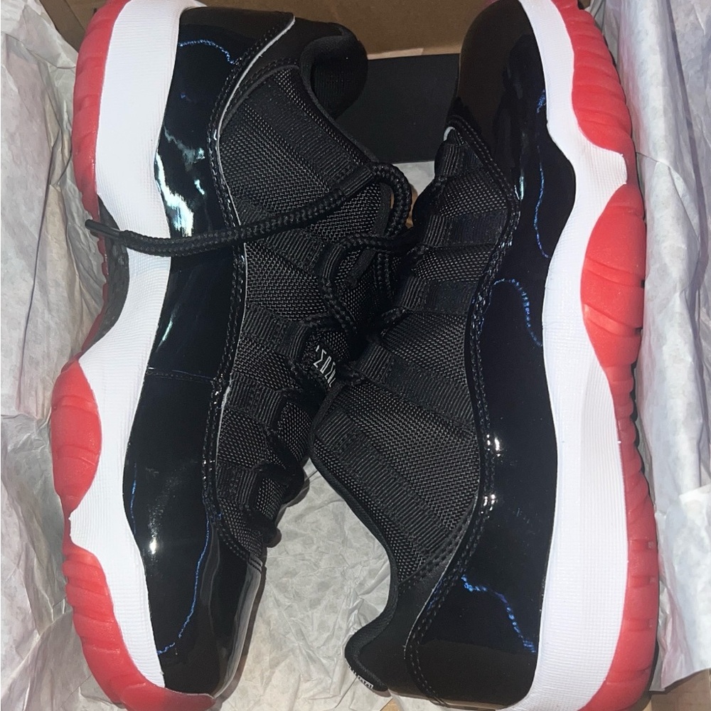 Jordan Glossy Black and Red Sneakers